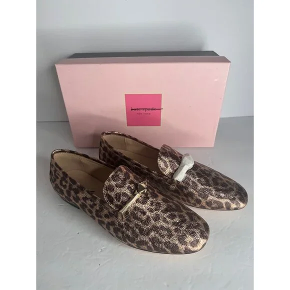 Kate Spade New York Lana Loafer Flats Bronze Leather Animal Print Size 8 NIB - Picture 2 of 8